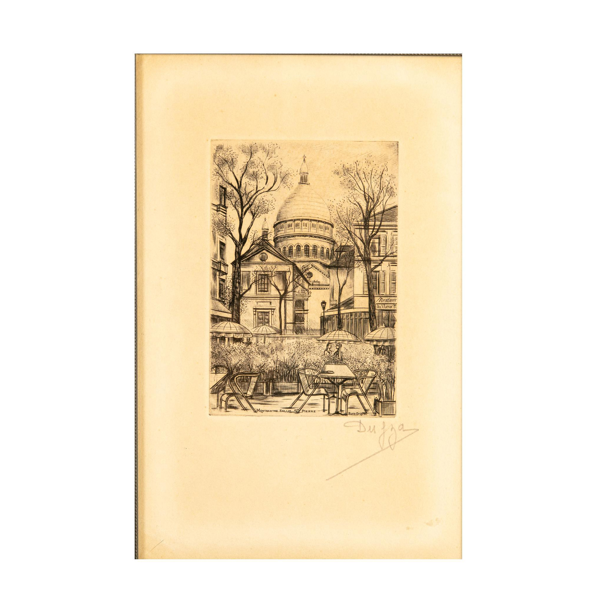 Dufza, Original Etching on Paper, Paris Cityscape Signed - Image 2 of 4