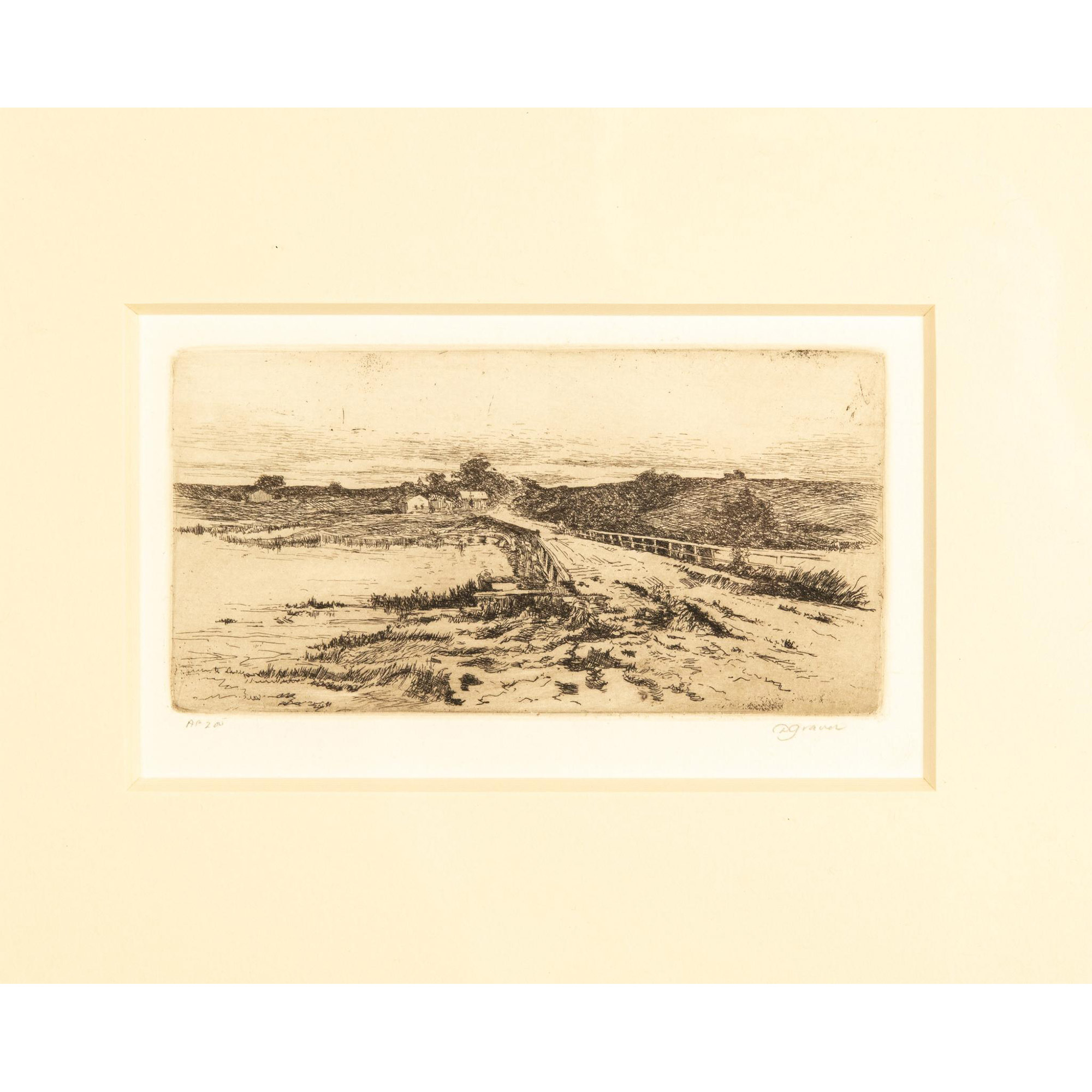 Daniel Graves, Original Etching on Paper, Landscape, Signed - Image 2 of 6