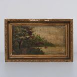 Antique Original Oil on Board, Picturesque Landscape, Signed