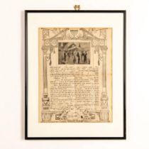 Leon Israel, Antique Original Judaica Ketubah on Paper