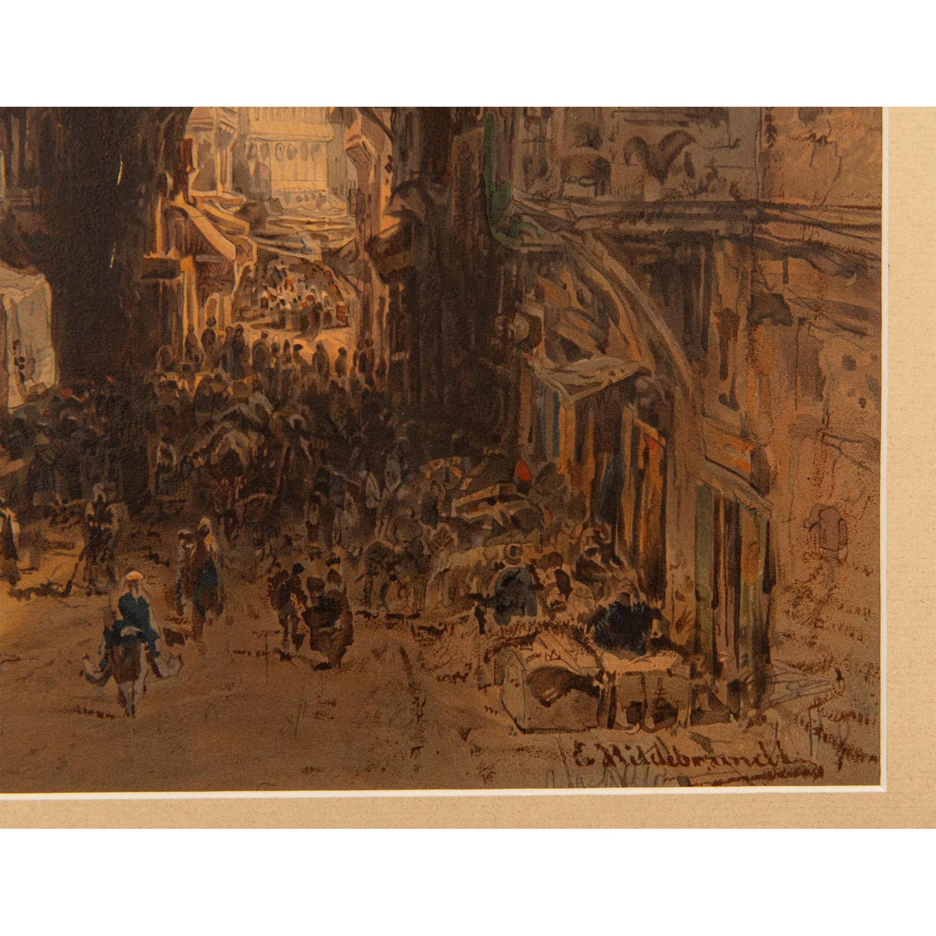 Eduard Hildebrandt, Chromolithograph on Board, Cairo Market - Bild 4 aus 6