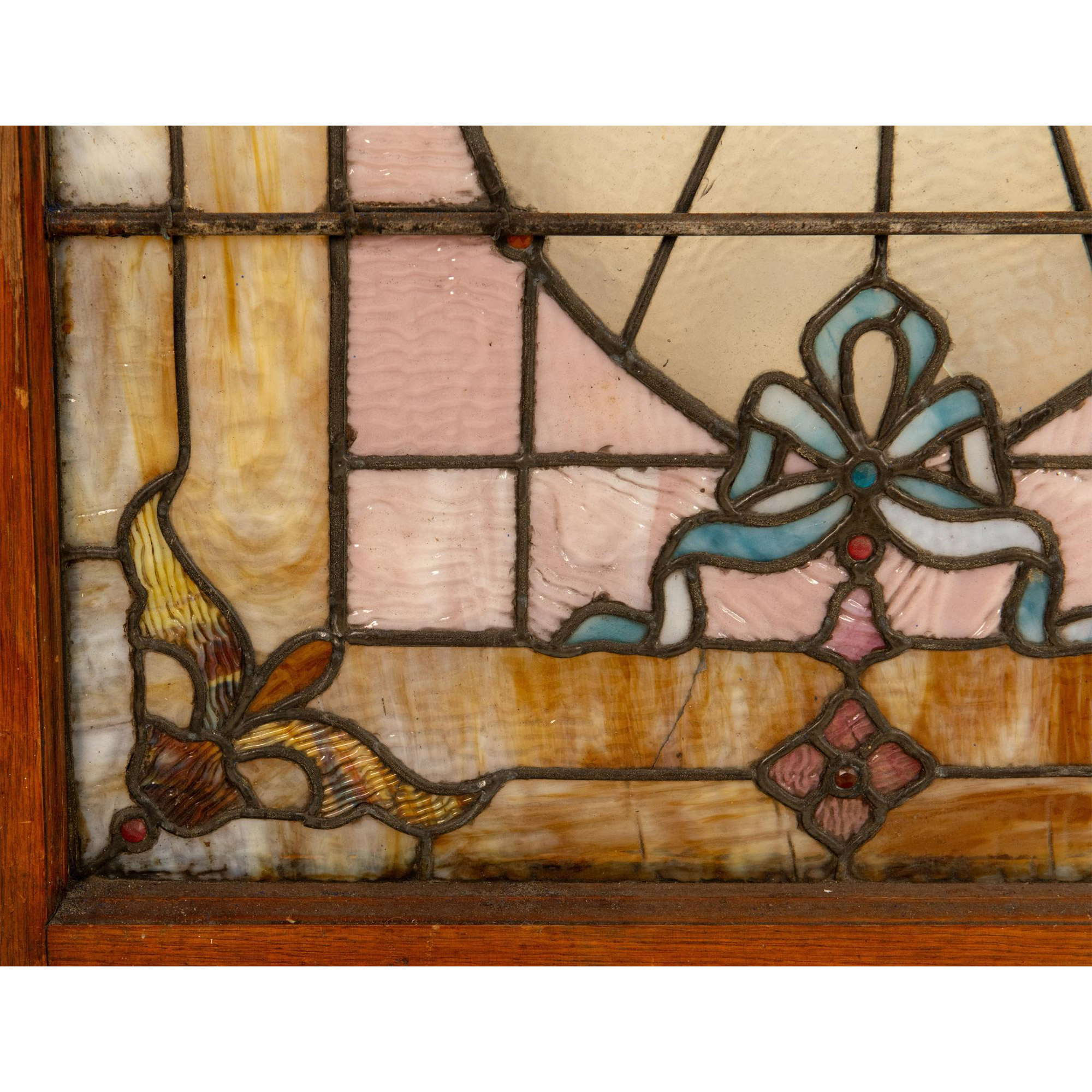 Antique Original Victorian Stained Glass Window Panel - Image 4 of 6