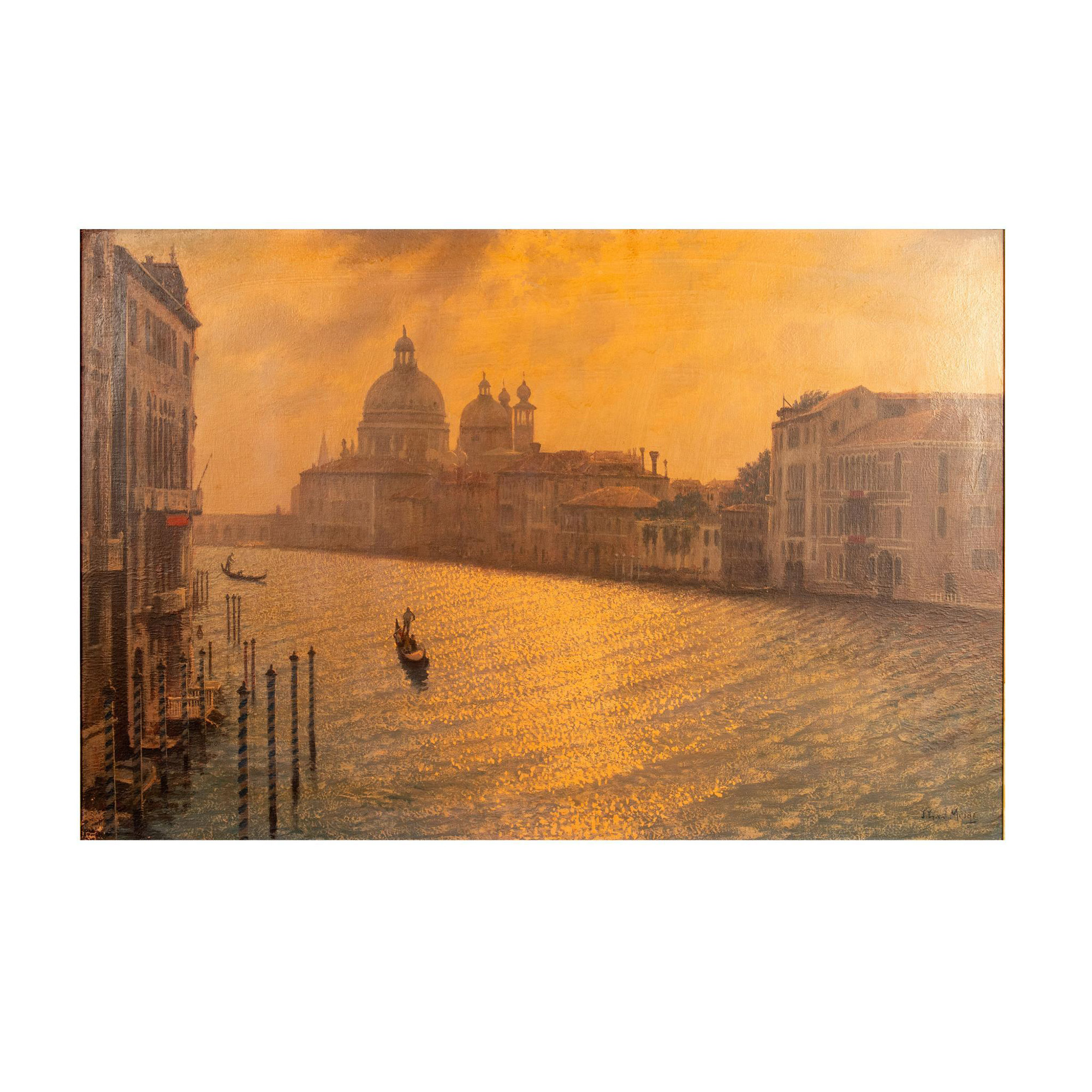 Van der Meide, Original Oil on Canvas, Grand Canal, Signed - Image 2 of 5