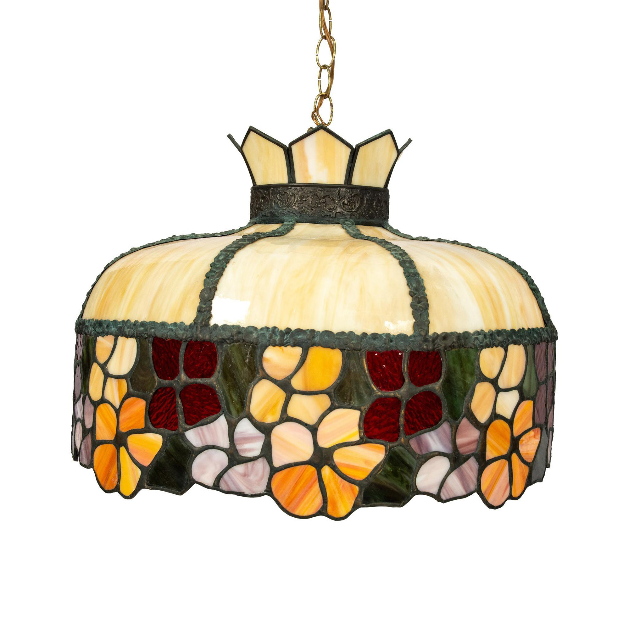 Tiffany Style Large Chandelier Leaded and Stained Glass - Image 3 of 6