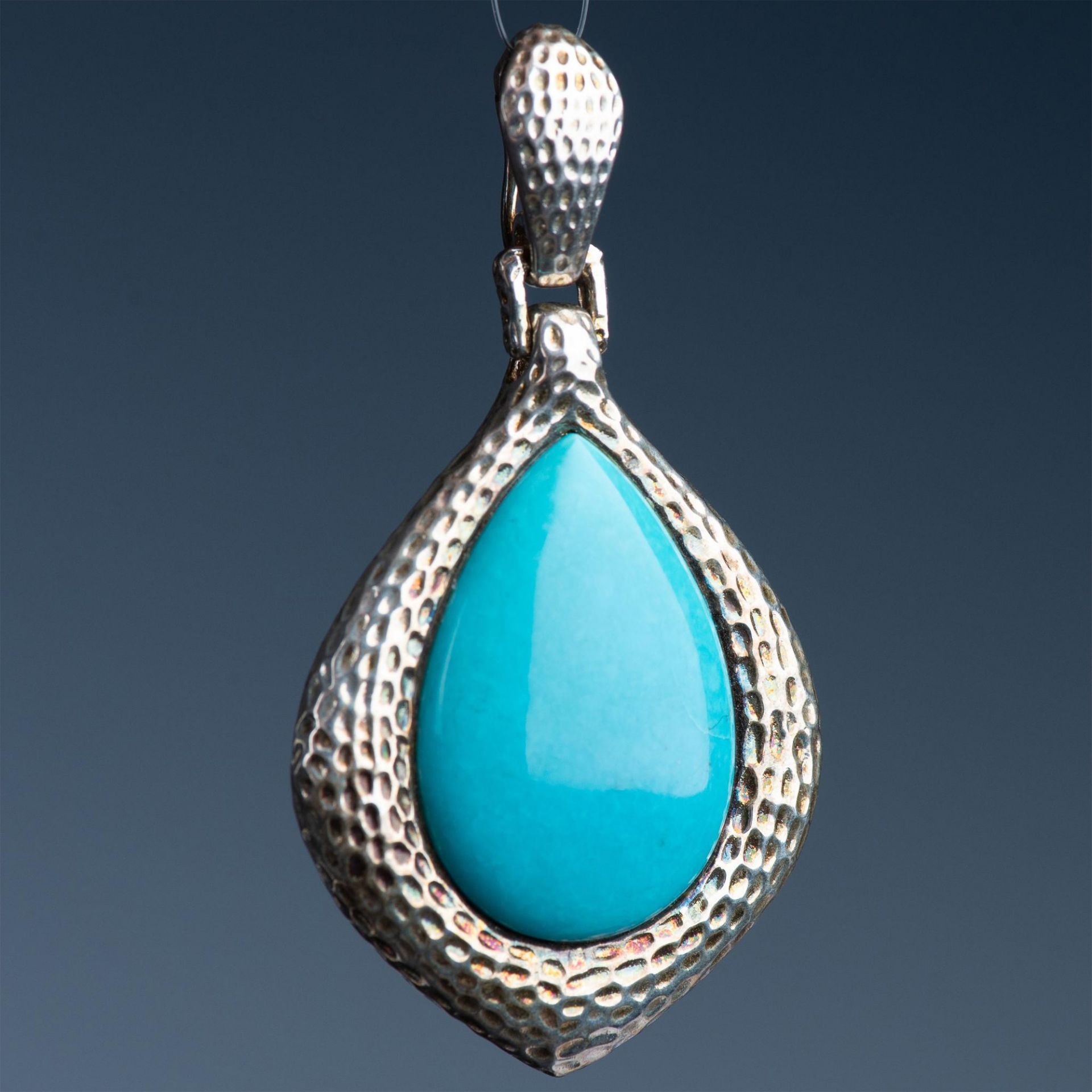 Jean Lin Chunky Sterling Silver & Turquoise Stone Pendant