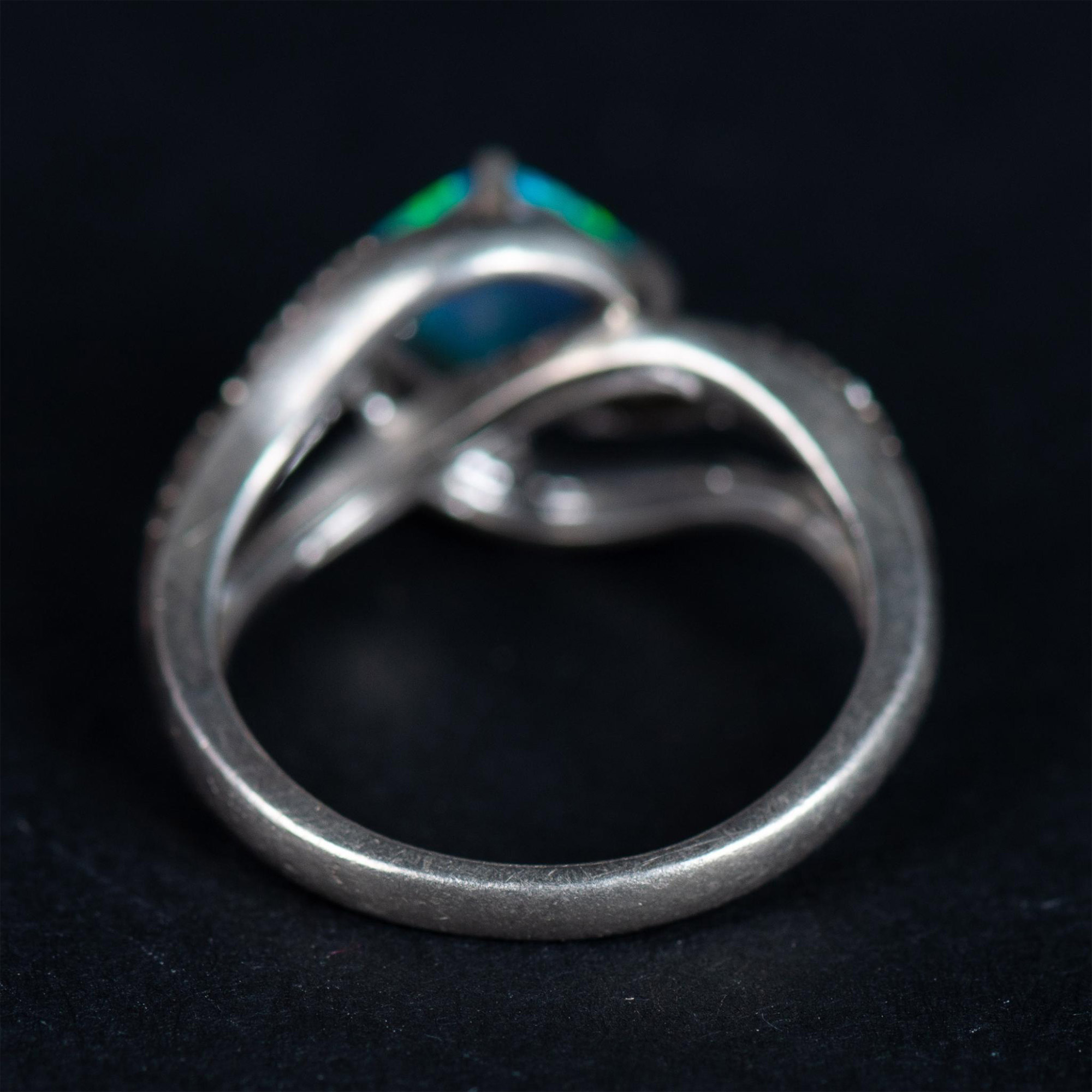 Pretty Sterling Silver, Opal, and CZ Ring - Image 4 of 5