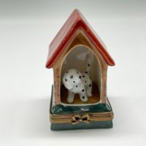 Limoges Peint Main Porcelain Doghouse Box