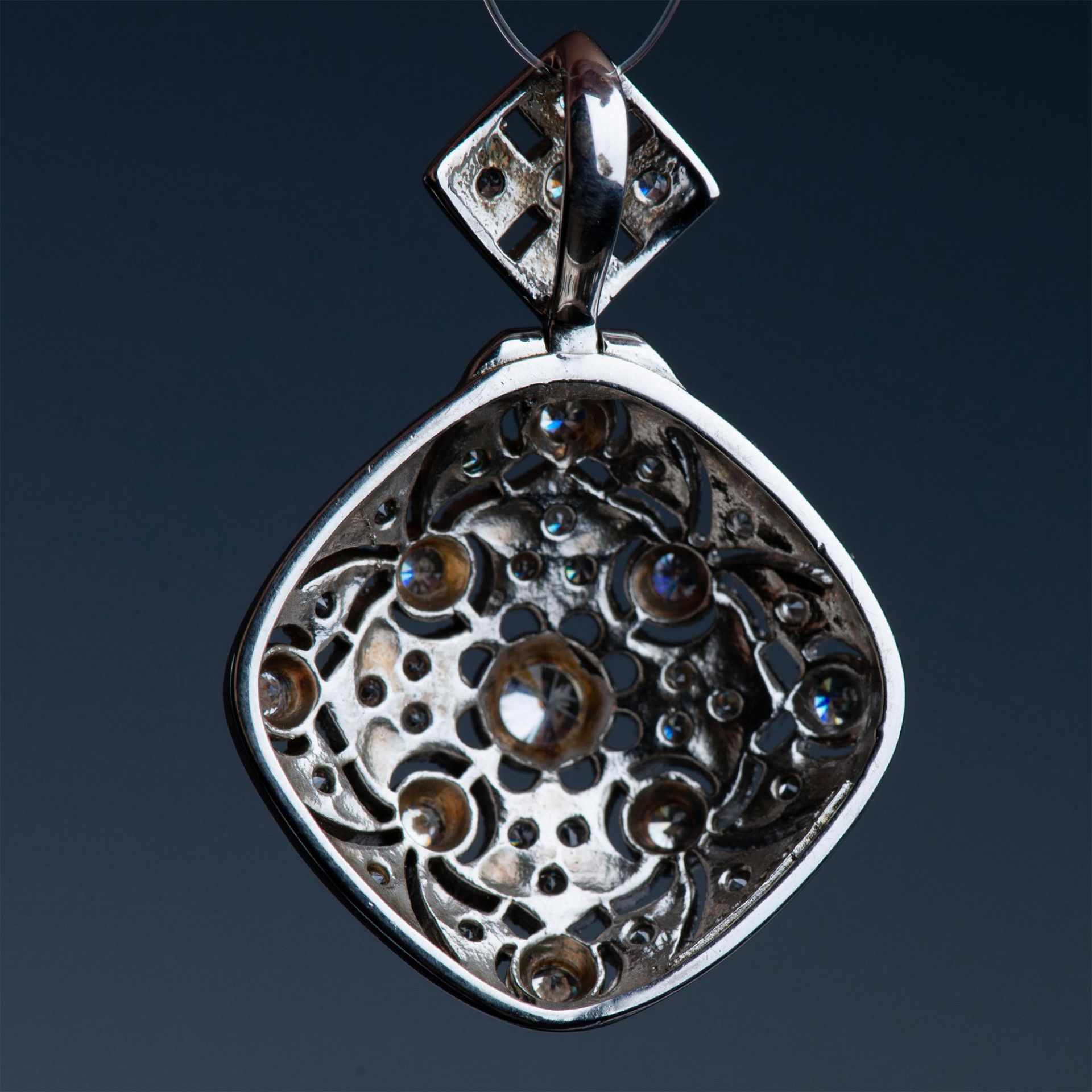 Gorgeous Ornate Sterling Silver Filigree & CZ Pendant - Bild 2 aus 5