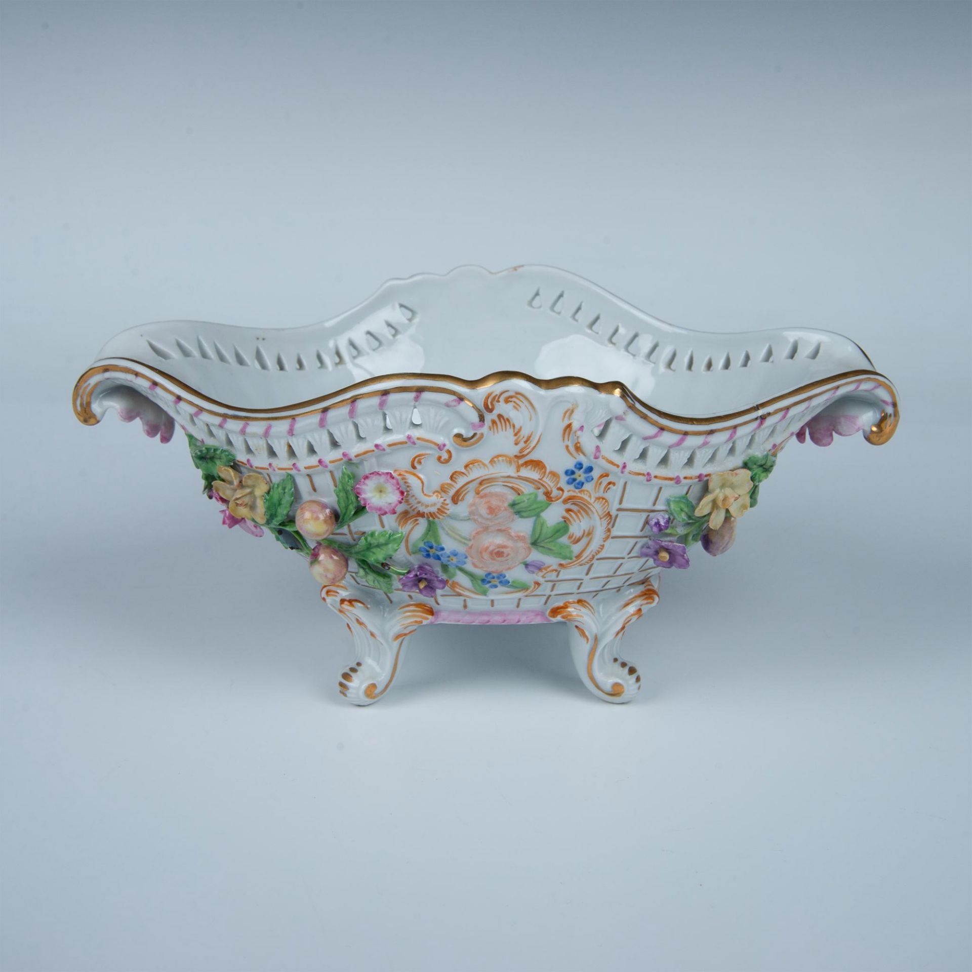 Antique Dresden Porcelain Footed Bowl - Image 3 of 5