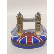 Rare Limoges Keepsake Box, London Tower Bridge Union Jack