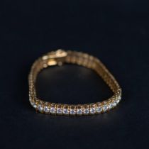 Fancy Gold Tone Sterling Silver CZ Bracelet