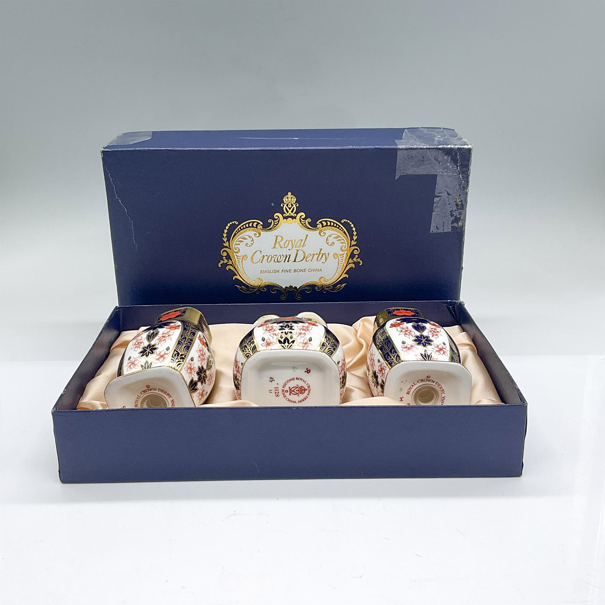 3pc Royal Crown Derby Condiment Set, Old Imari - Image 4 of 4
