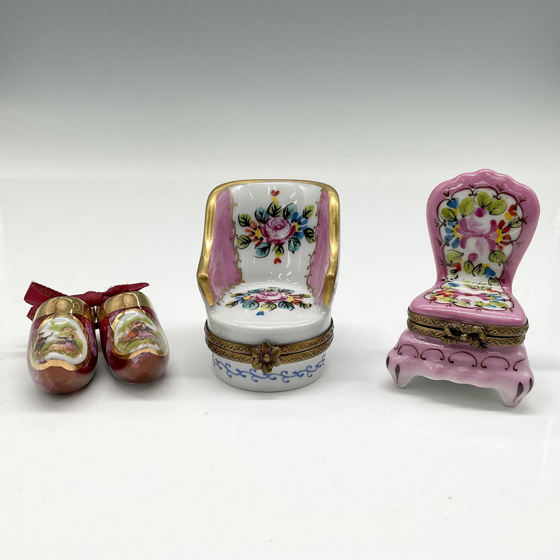 3pc Limoges Peint Main Miniature and Keepsake Boxes