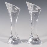 Pair of Orrefors Crystal Candle Holders, Drop