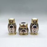 3pc Royal Crown Derby Condiment Set, Old Imari