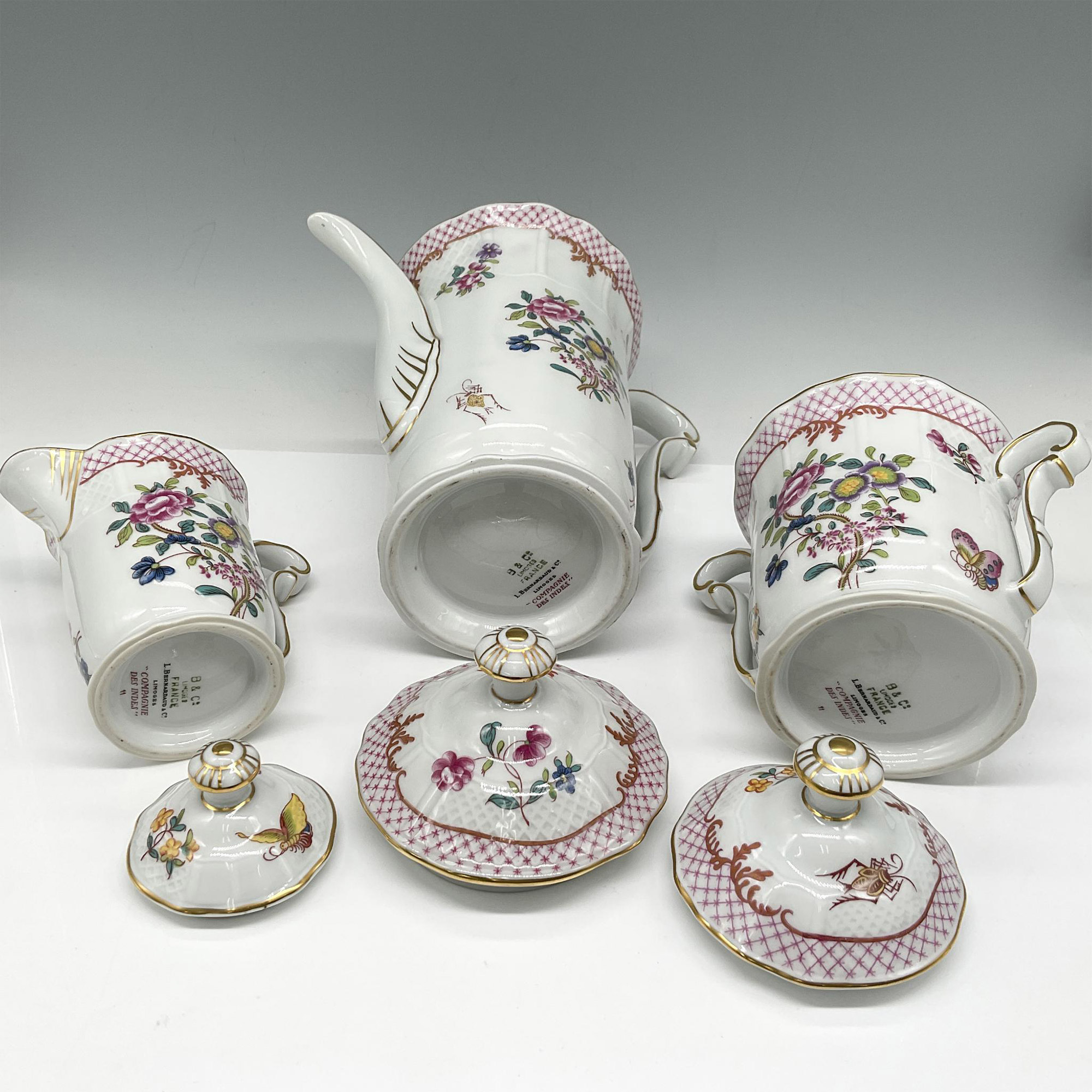3pc B & C Limoges Porcelain Coffee Service, Compagnie - Image 4 of 5