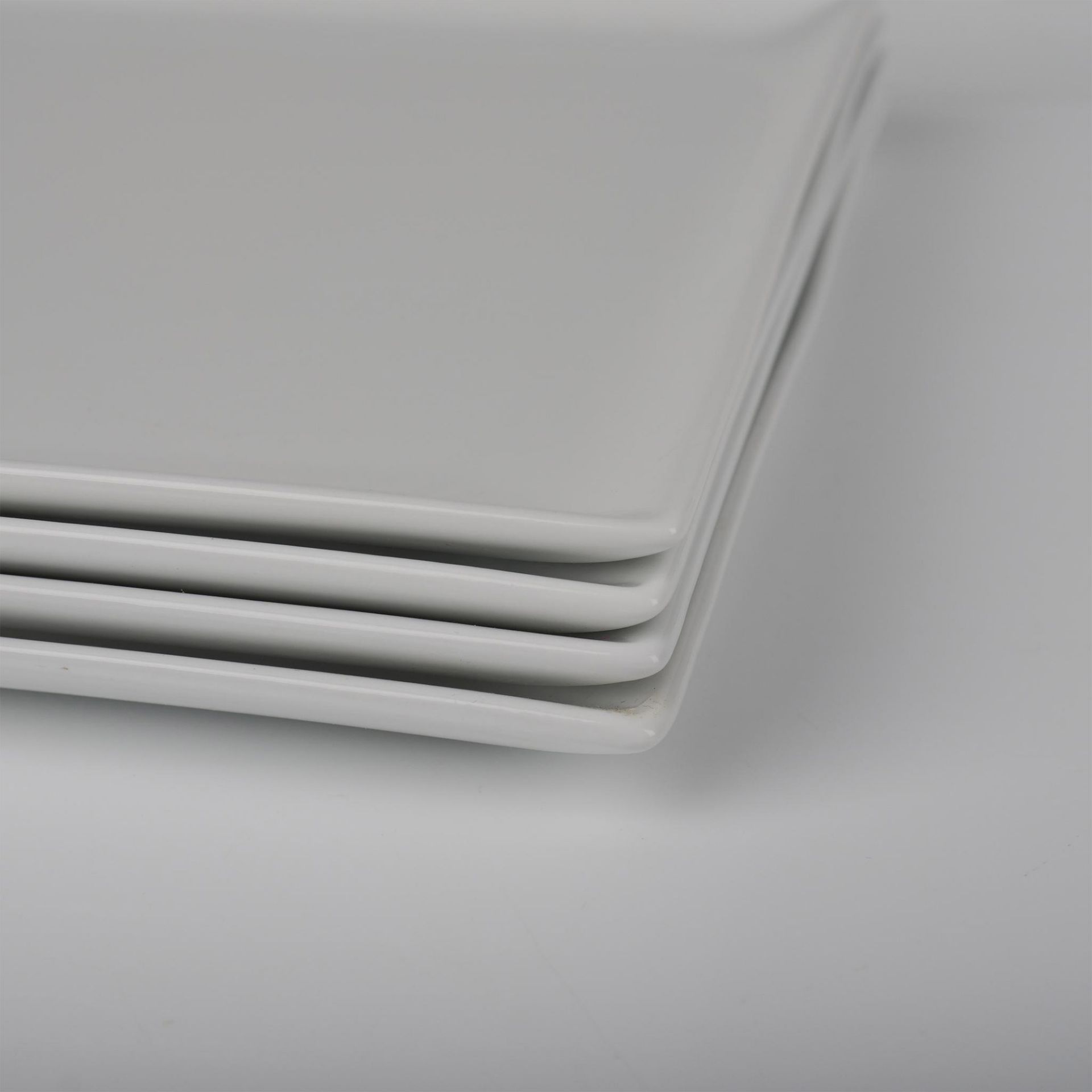 4pc Front of the House White Porcelain Square Platter, Mod - Image 4 of 4