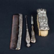 4pc Antique Sterling Silver Beauty Grooming Set
