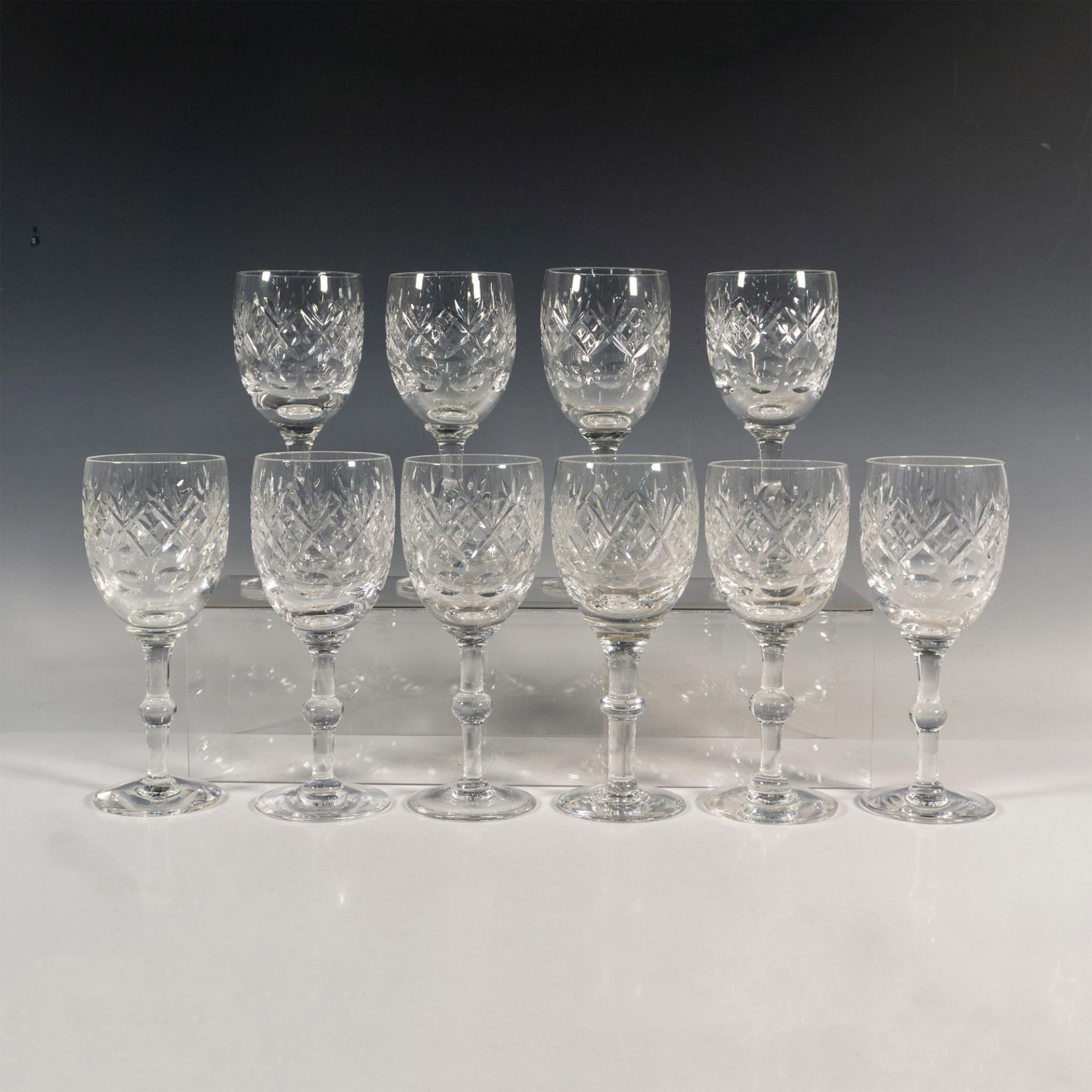 10pc Royal Doulton Crystal Wine Glasses, Georgian