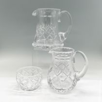 3pc Royal Doulton Crystal Pitchers and Small Bowl, Georgian