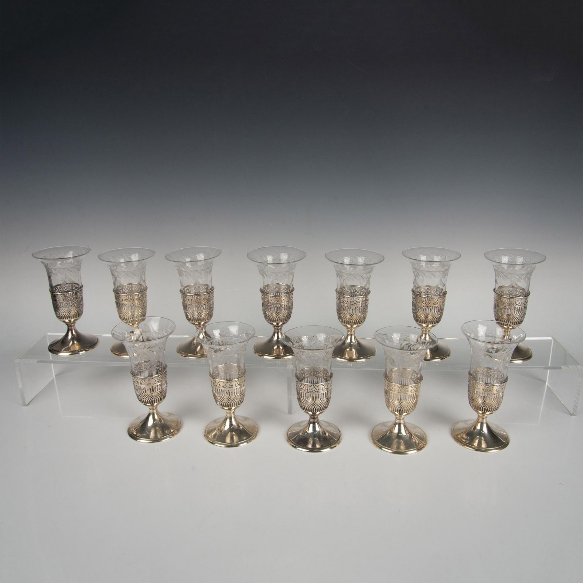 FM Whiting Sterling Silver & Cut Crystal Parfaits, Set of 12 - Image 2 of 8