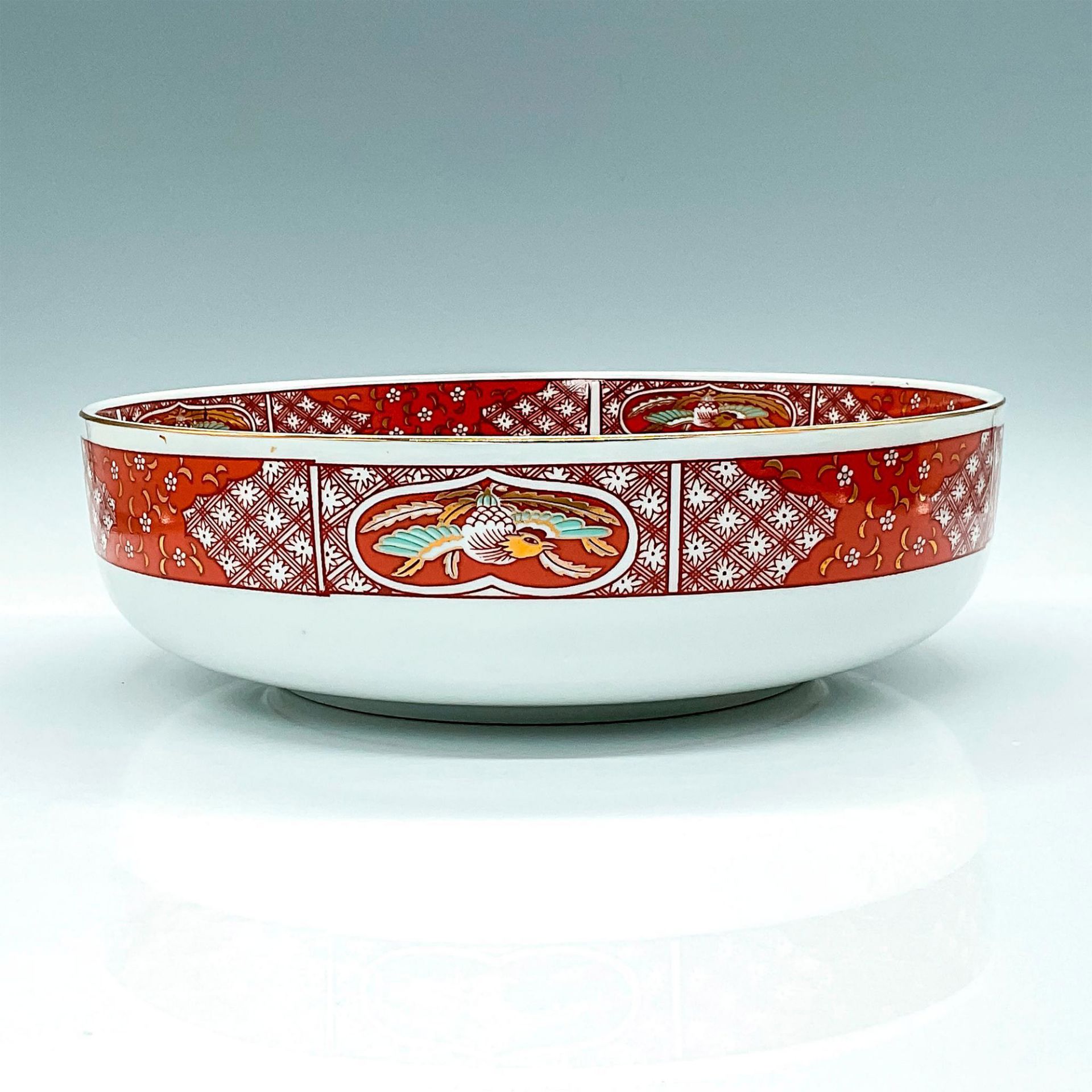 Imari Style Porcelain Rice Bowl w/Mystical Peacock Gold Accents - Image 2 of 3