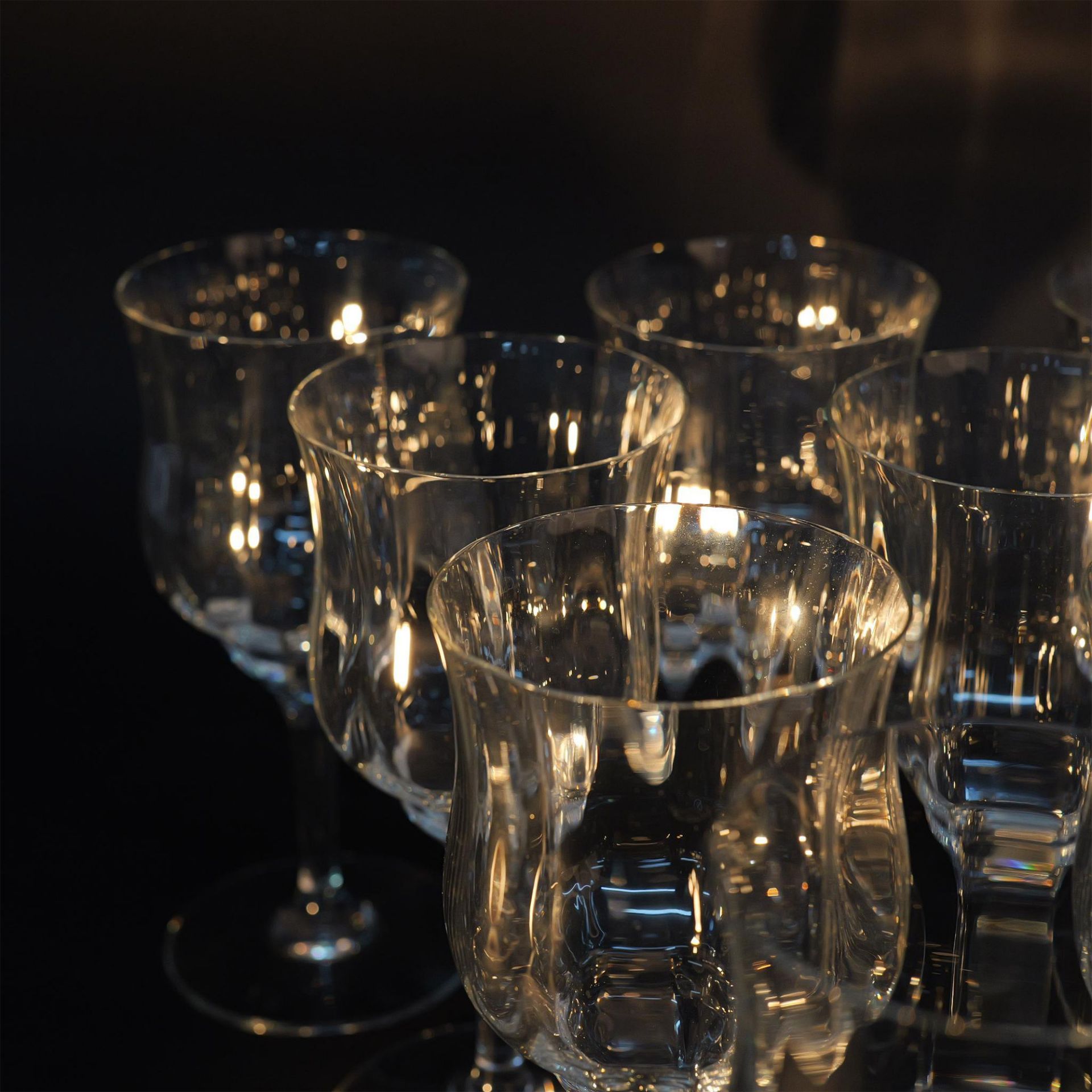 10pc Baccarat Crystal Tall Water Goblets, Capri Optic - Image 4 of 6