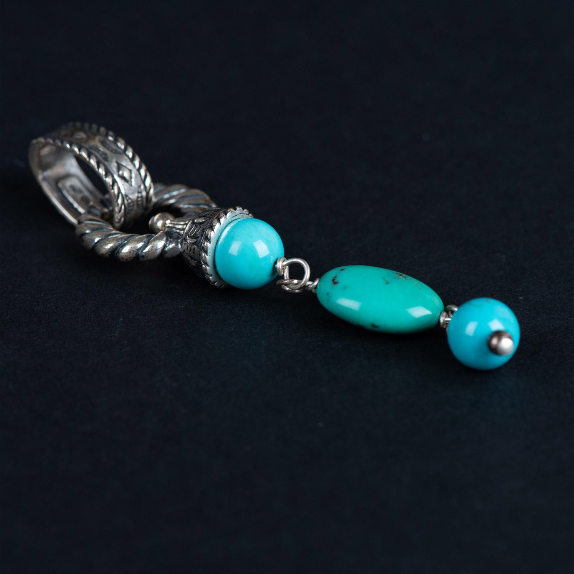 Carolyn Pollack Sterling Silver & Turquoise Drop Pendant - Image 2 of 2