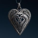 Delicate Turkish Sterling Silver Filigree Heart Pendant