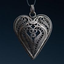 Delicate Turkish Sterling Silver Filigree Heart Pendant