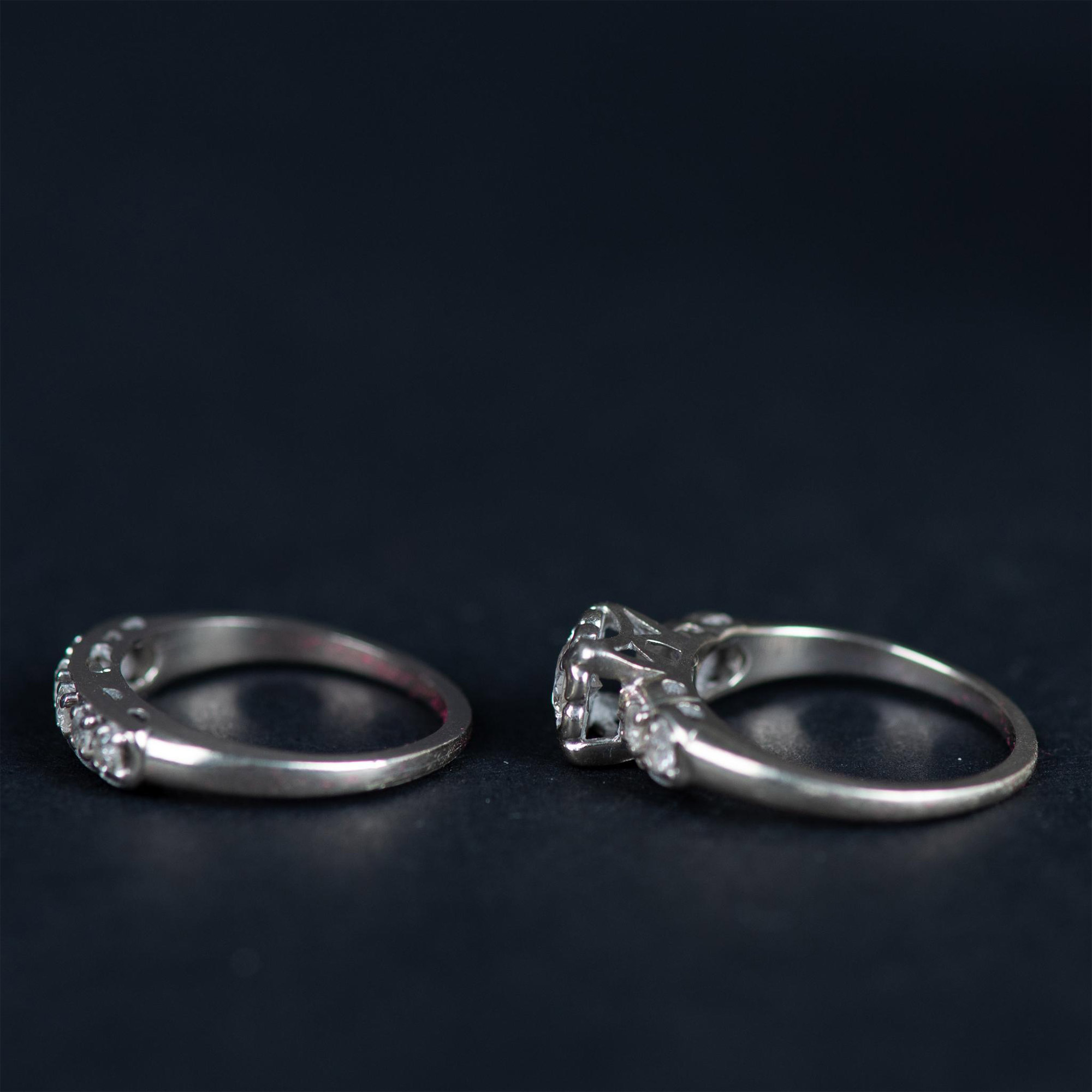 14K White Gold Diamond Engagement Ring & Wedding Band Set - Bild 3 aus 6