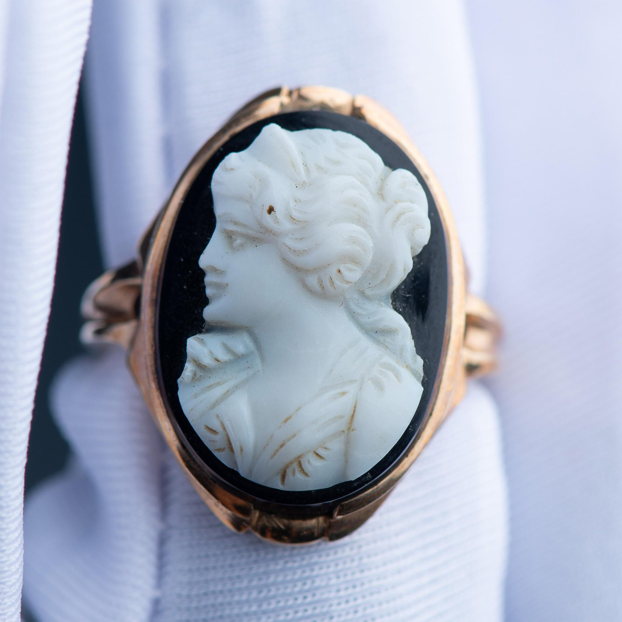 Beautiful Vintage 10K Gold Cameo Ring - Bild 8 aus 8