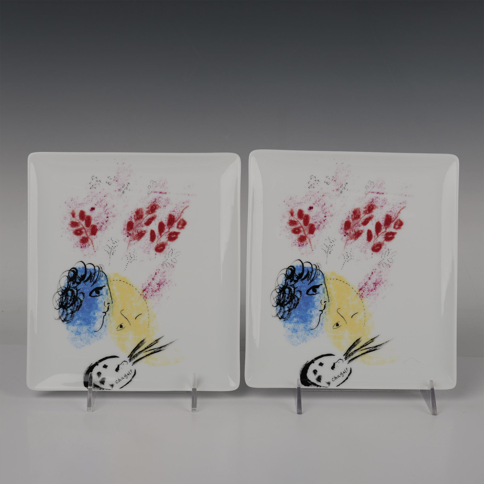 4pc Marc Chagall by Bernardaud Plates, Double Face - Image 5 of 7
