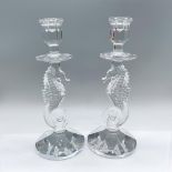 Pair of Waterford Crystal Candlesticks, Seahorse
