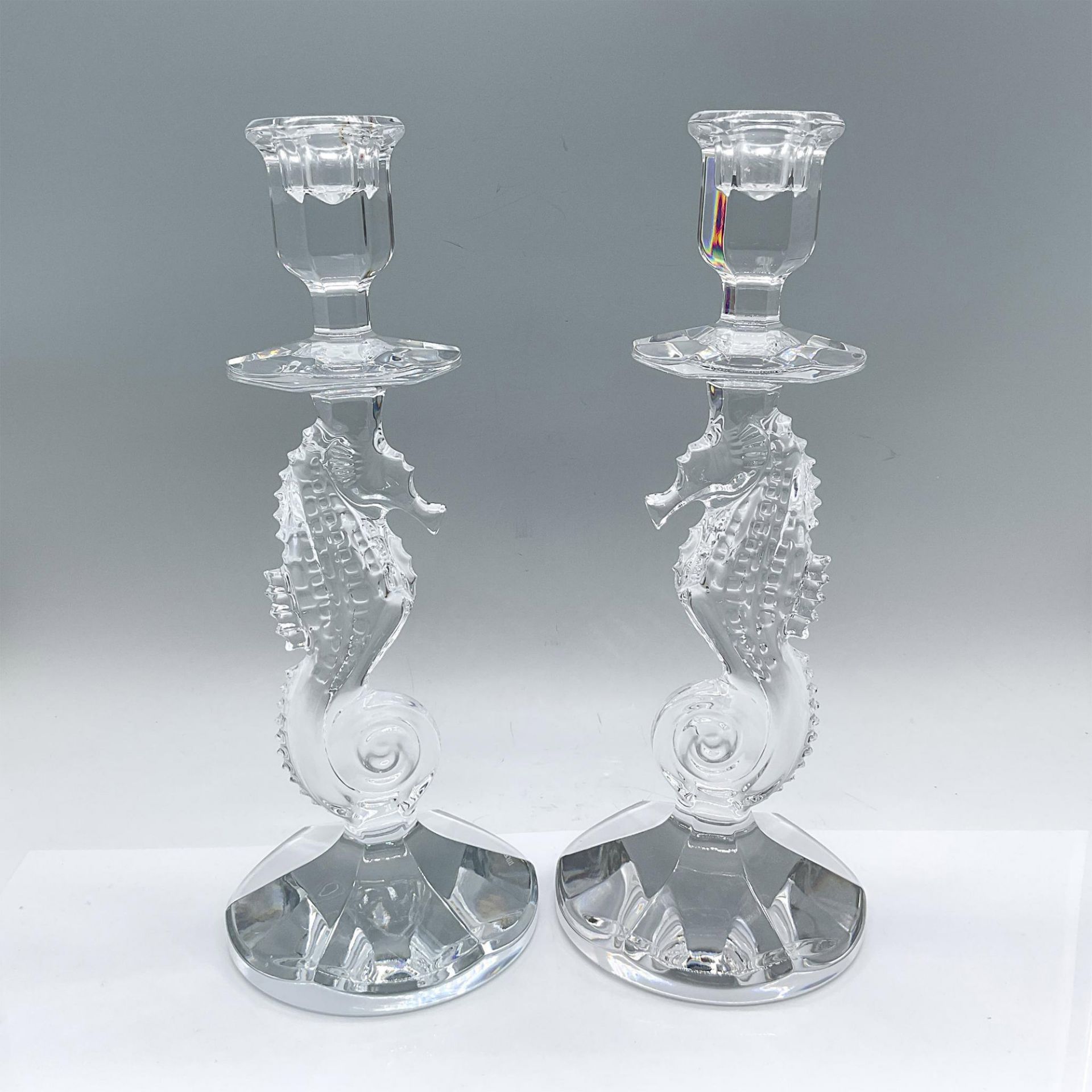 Pair of Waterford Crystal Candlesticks, Seahorse