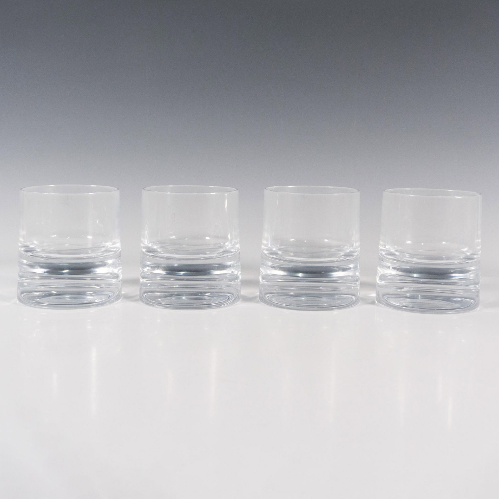 Set of 4 Nambe Glasses, Groove Double Old Fashion