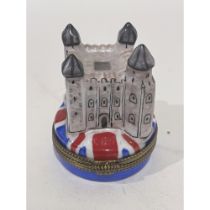 Limoges Keepsake Box, Tower of London with Union Jack Flag