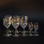 10pc Baccarat Claret Wine + Cordial Glasses, Capri Optic