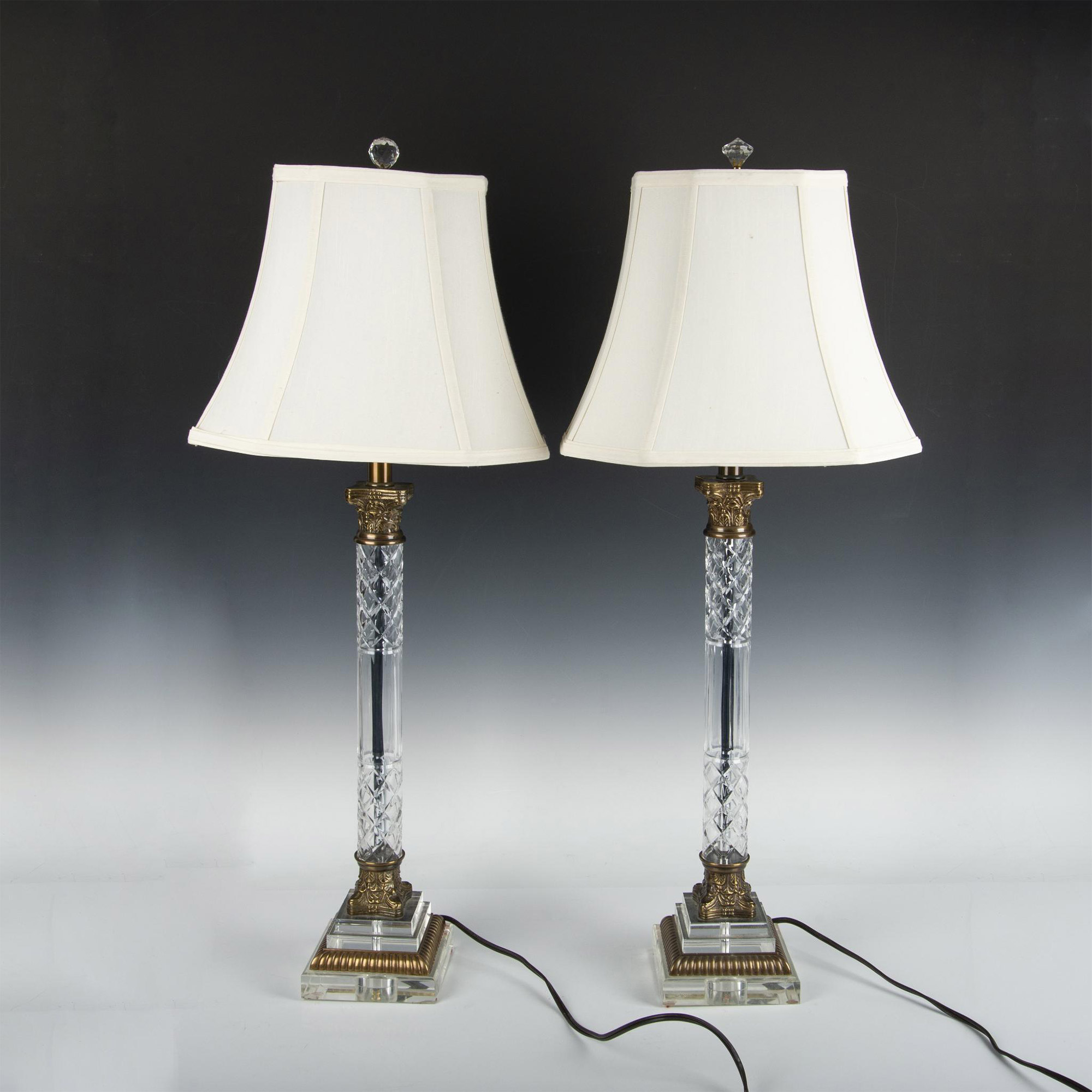 Pair of Baroque Style Cut Crystal Lamps