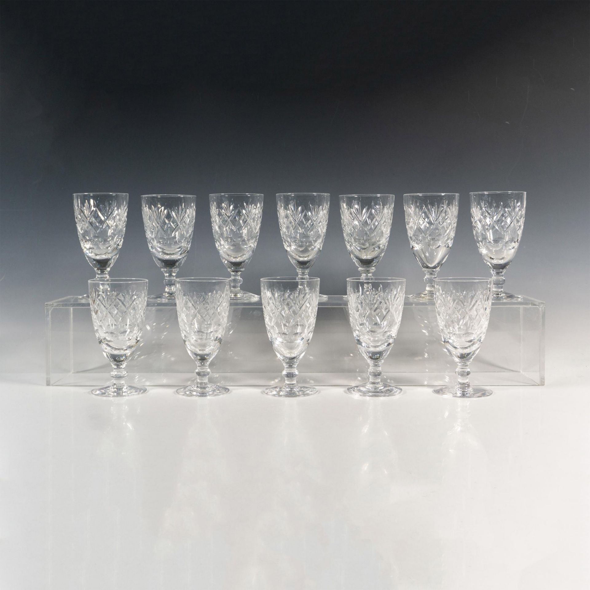 12pc Royal Doulton Georgian Cut Crystal Wine Glasses
