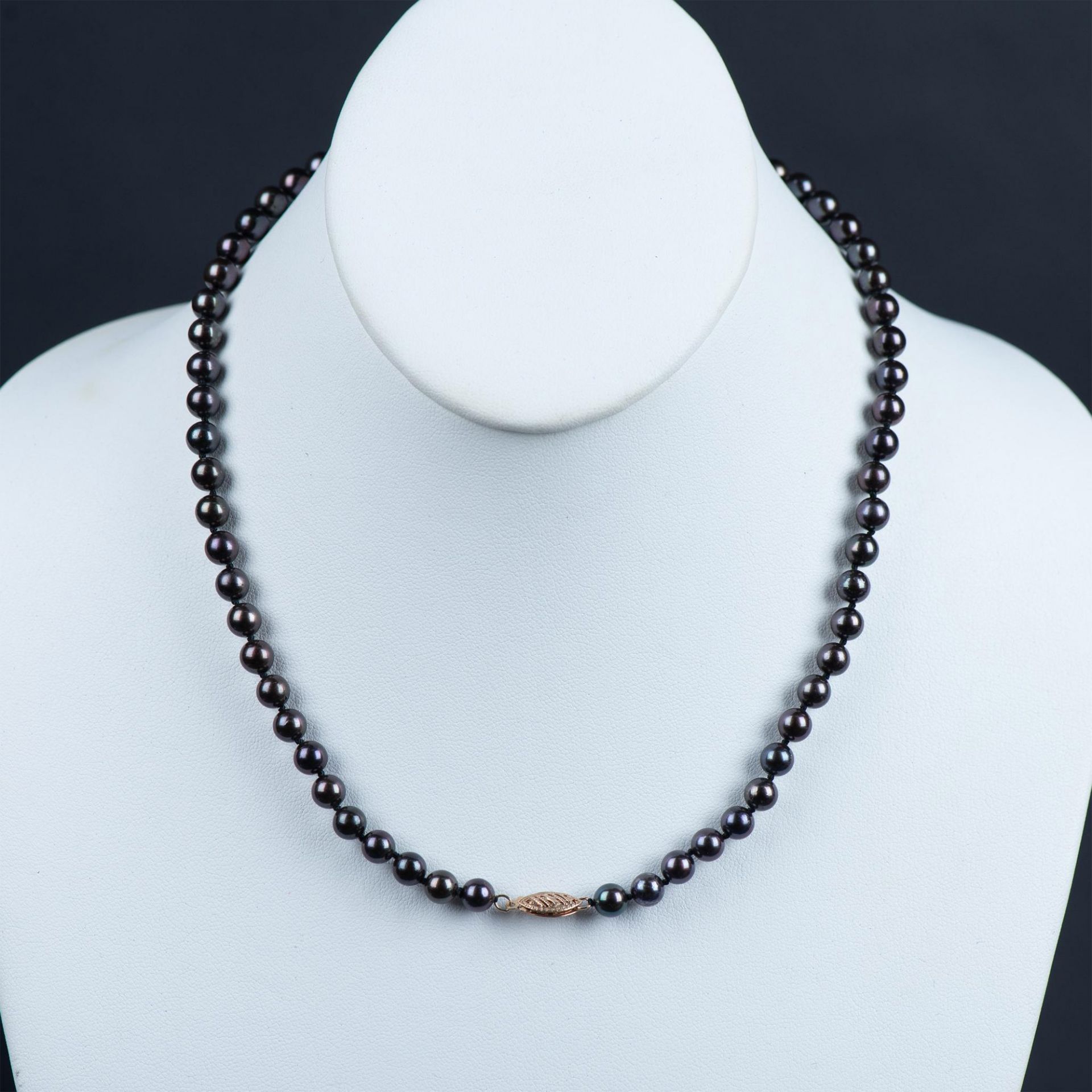 Elegant 14k Gold Genuine Black Pearl Necklace - Bild 3 aus 4