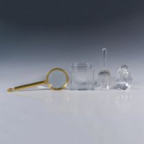 4pc Crystal Desk Accessories & Gold Magnifying Glass