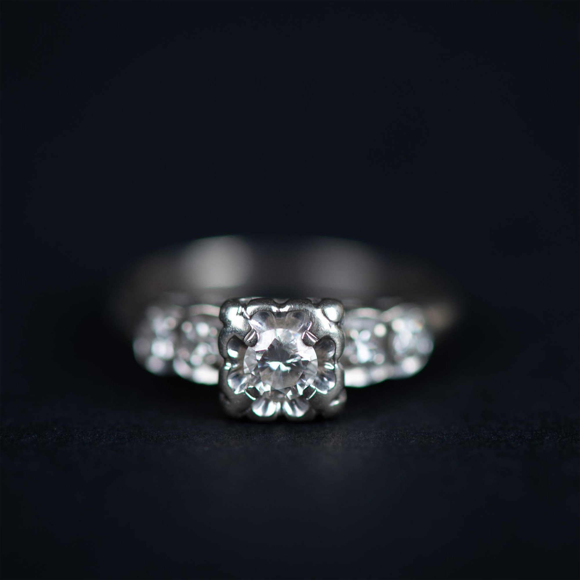 14K White Gold Diamond Engagement Ring & Wedding Band Set - Bild 4 aus 6