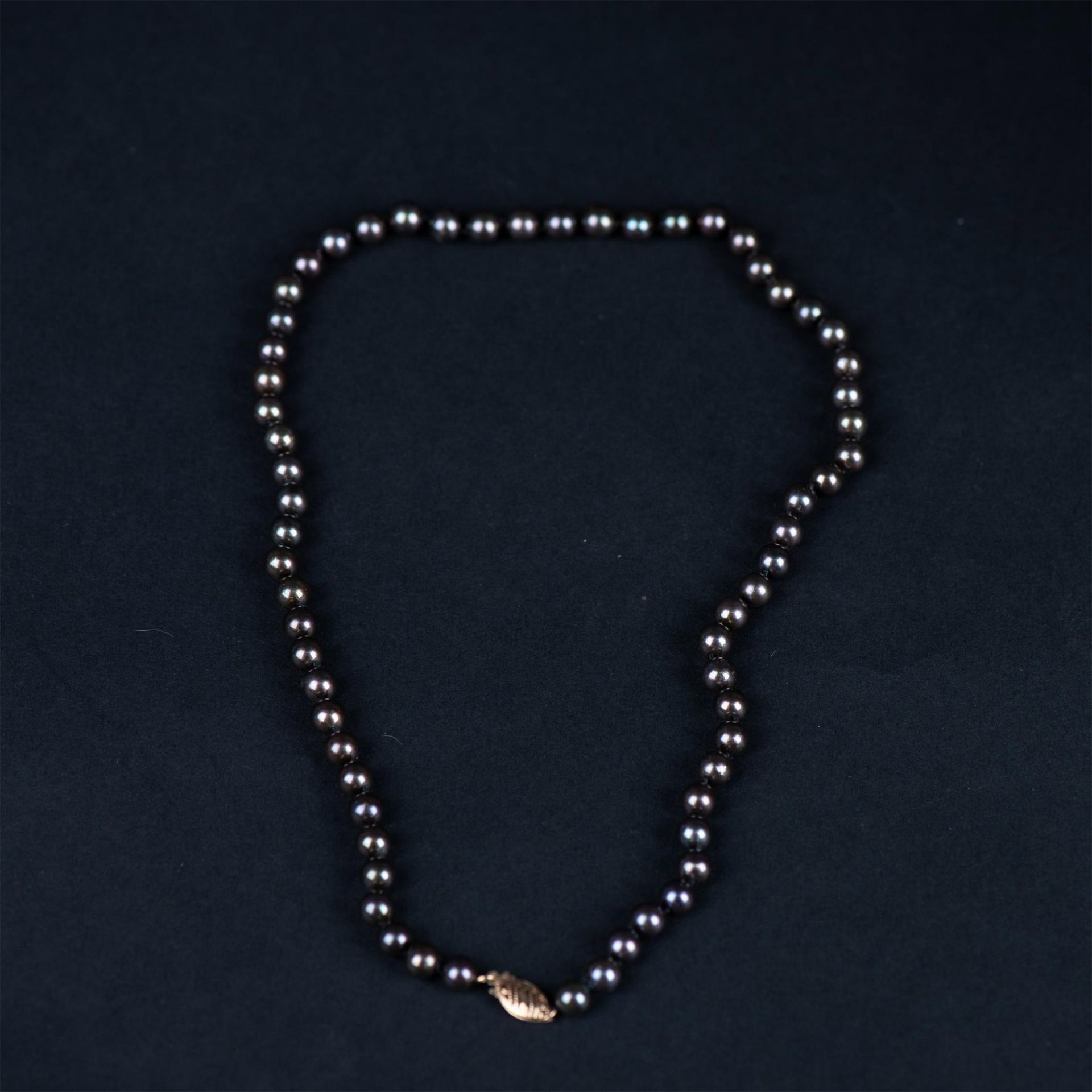Elegant 14k Gold Genuine Black Pearl Necklace - Bild 4 aus 4