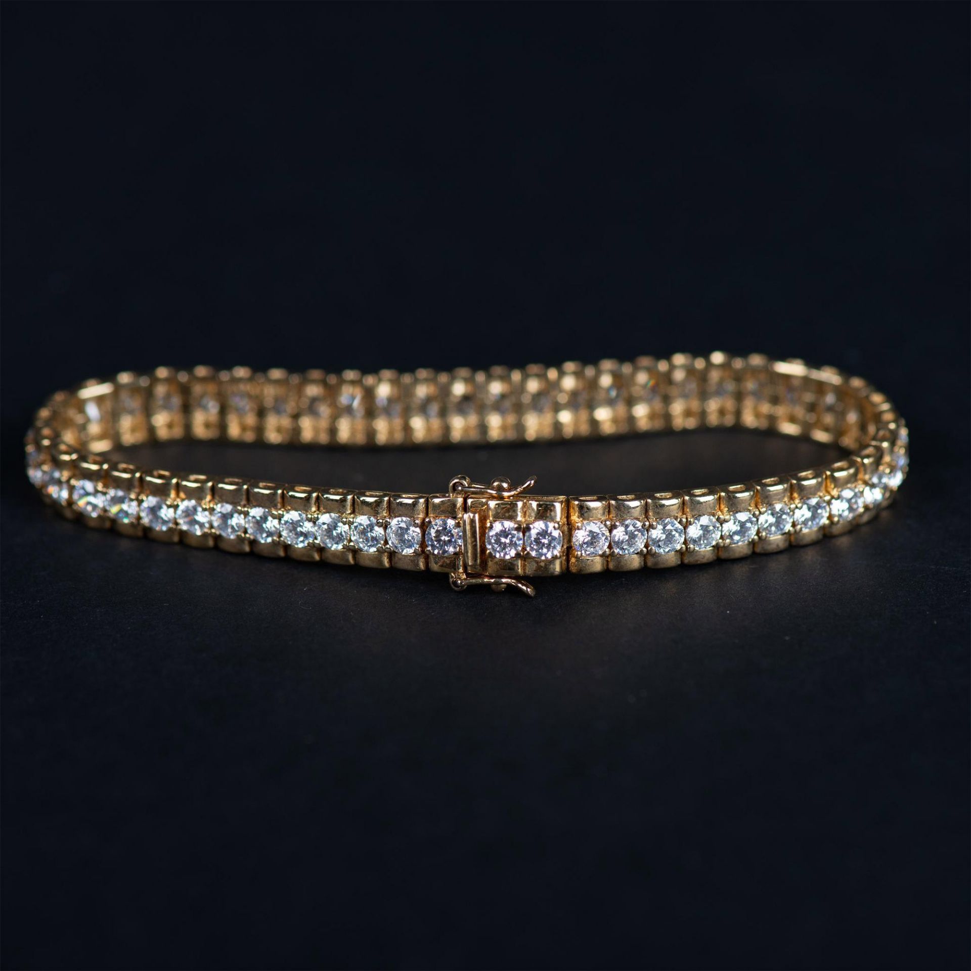 Fancy Gold Tone Sterling Silver CZ Bracelet - Image 2 of 4