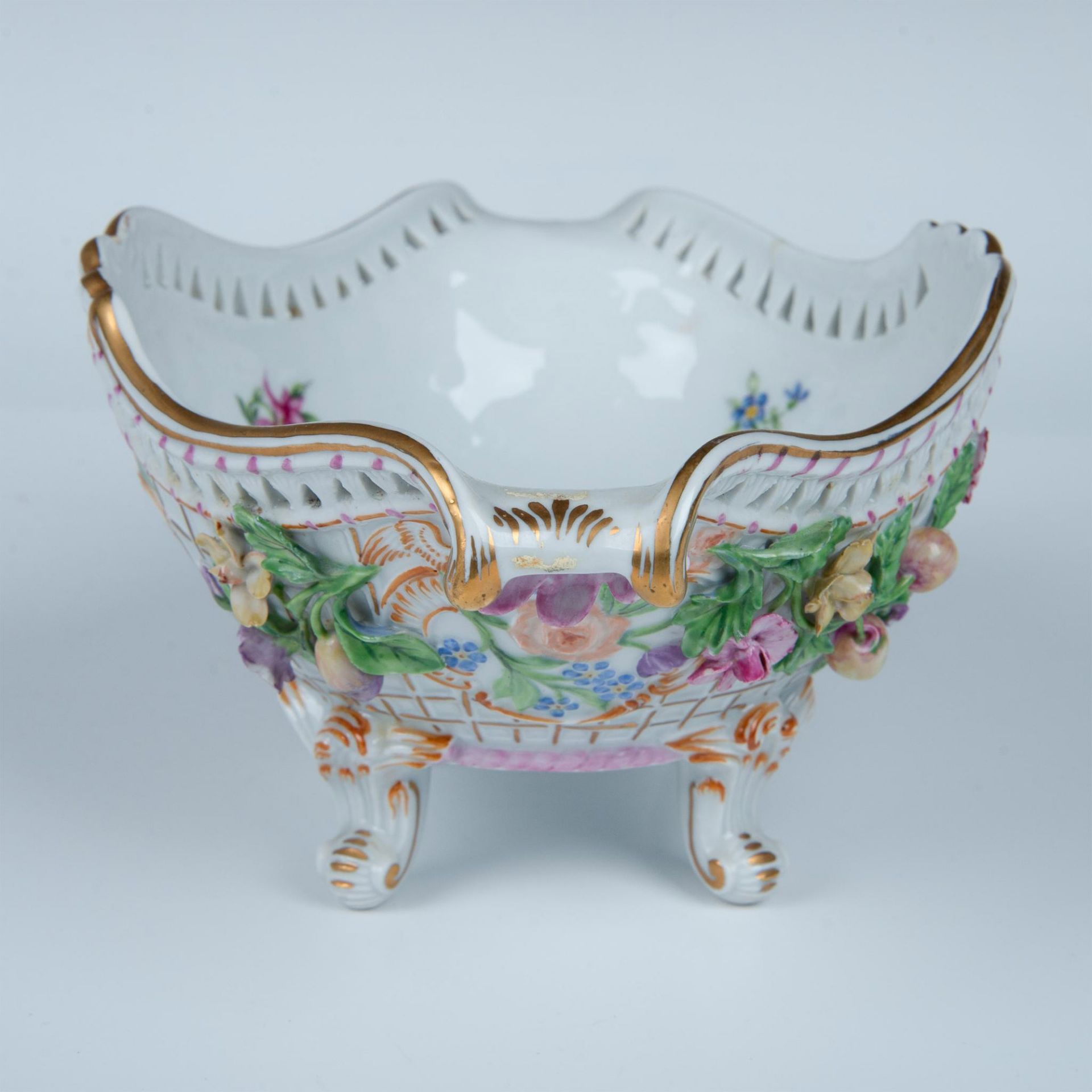 Antique Dresden Porcelain Footed Bowl - Image 2 of 5