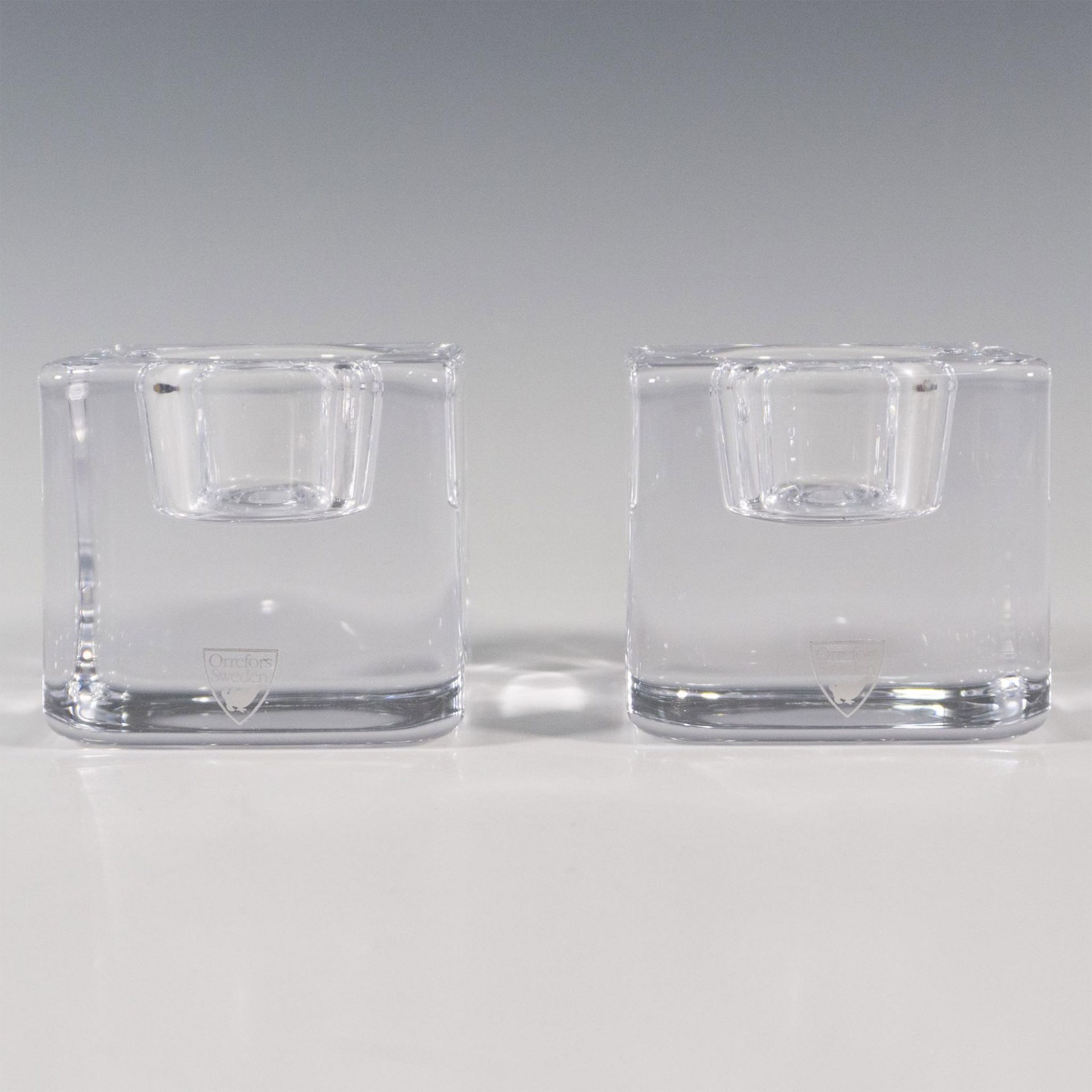 Pair of Orrefors Crystal Candleholders, Ice Cubes - Bild 2 aus 5