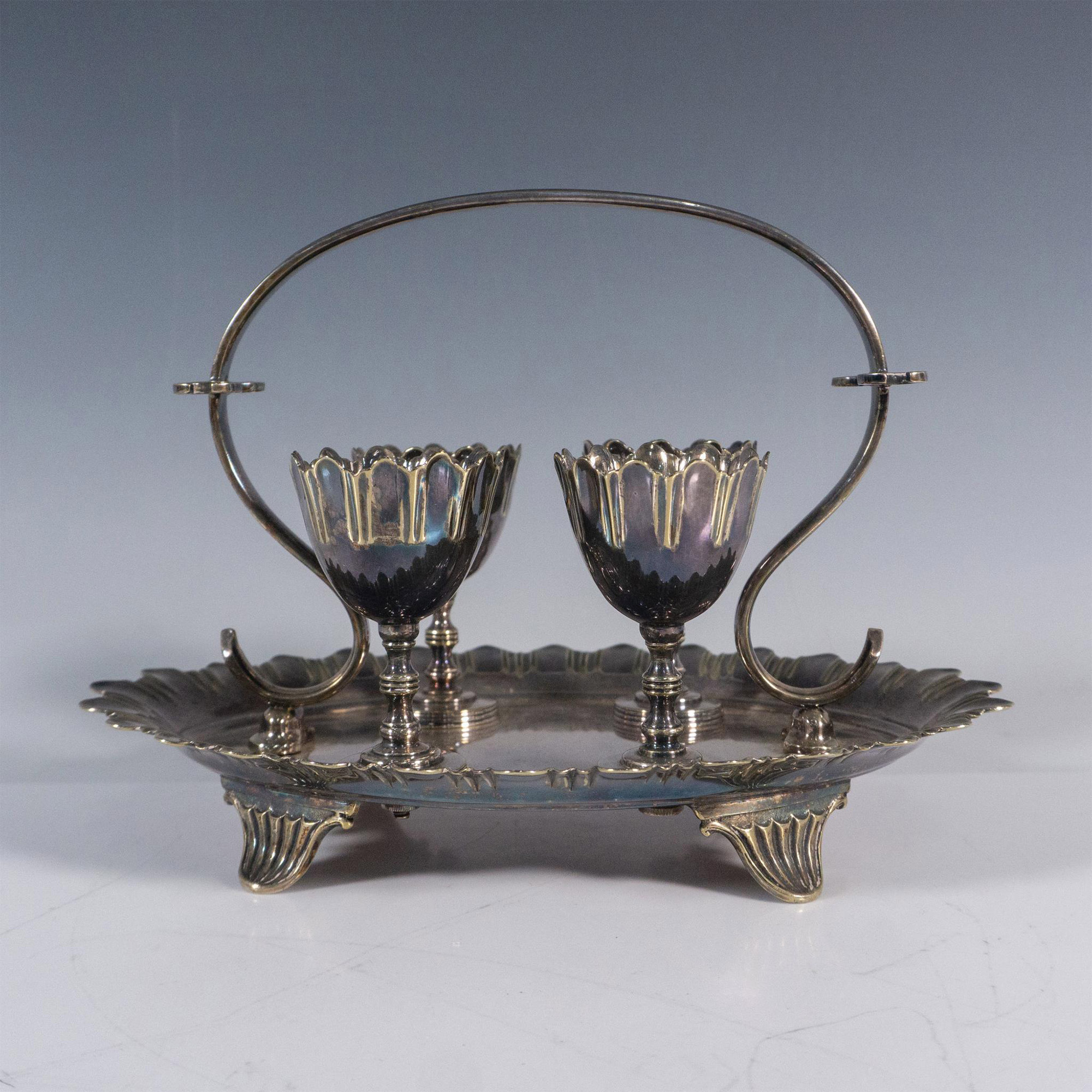 5pc Philip Ashberry & Sons Silverplated Caddy w/ Egg Cups - Image 2 of 4