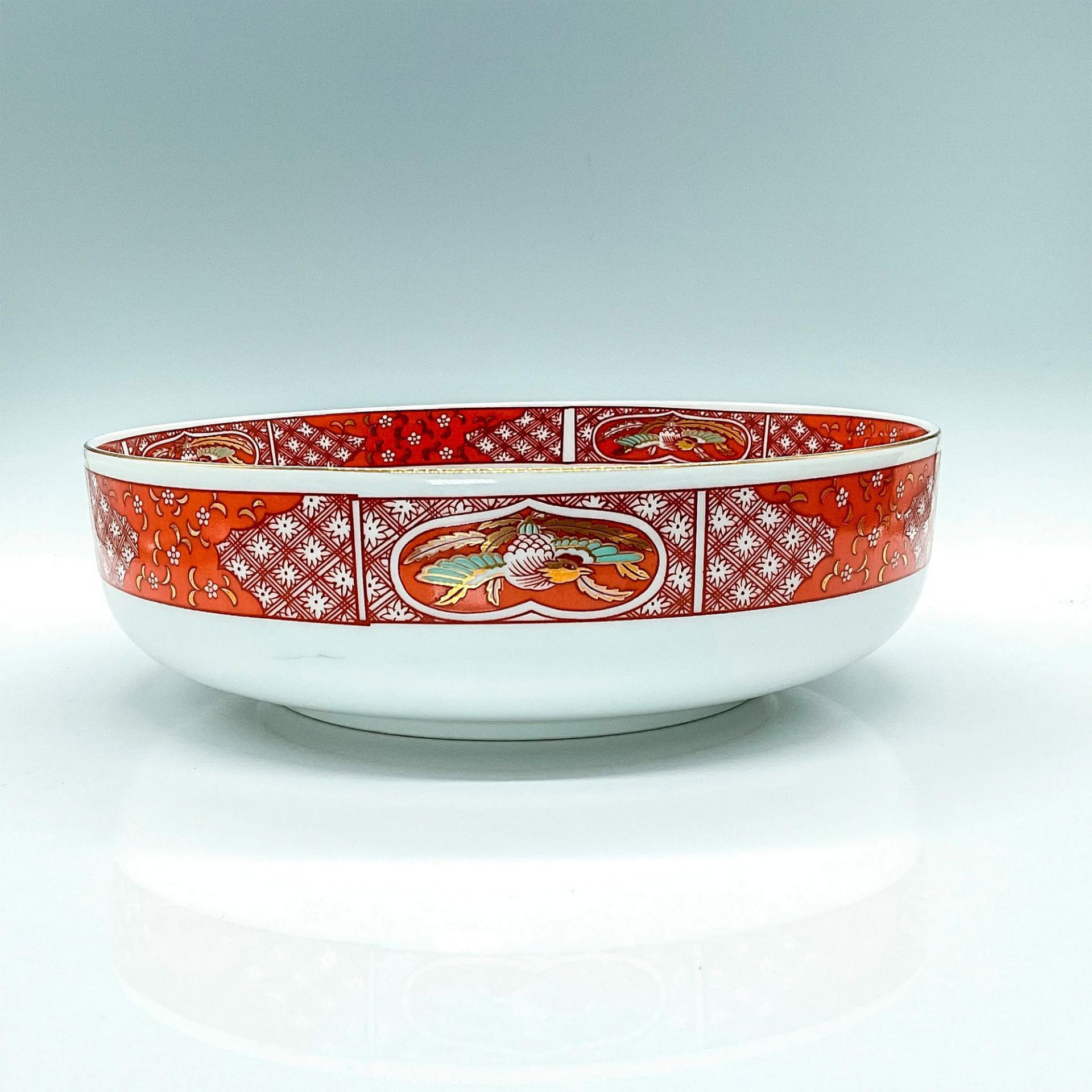 Imari Style Porcelain Rice Bowl w/Mystical Peacock Gold Accents - Image 2 of 3