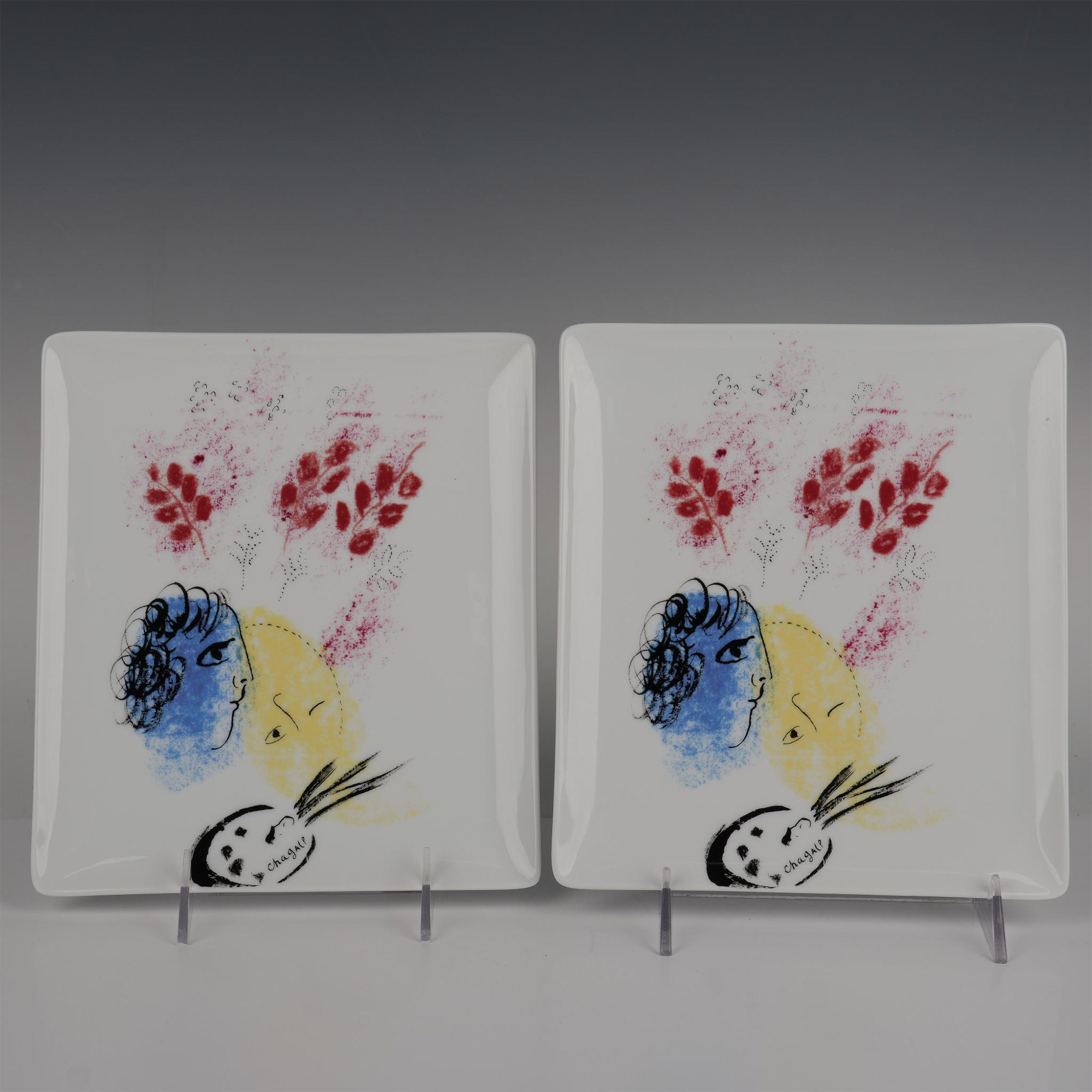 4pc Marc Chagall by Bernardaud Plates, Double Face - Image 2 of 7